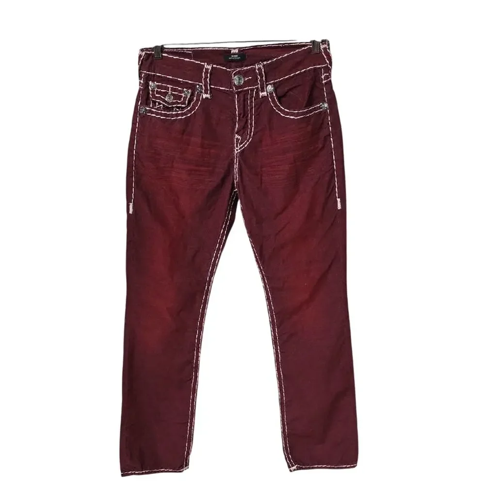 True Religion Ricky Super T Micro Corduroy Relaxed Straight Pants Red Mens 32